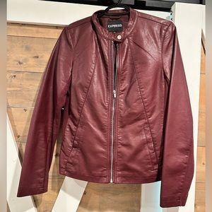 Burgundy Express Faux Leather Jacket